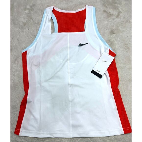NIKE women's Large TENNIS COURT COURT SLAM TANK DR6795-100 white red - Picture 2 of 12